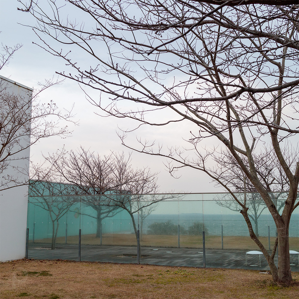 mur de verre et mer d'hiver